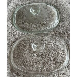 Replacement Pyrex Lids Set of 2 Clear Oblong F-12-C Blueish Oblong 34 F12C